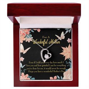 To Mom Never Be Enough Forever Necklace w Message Card